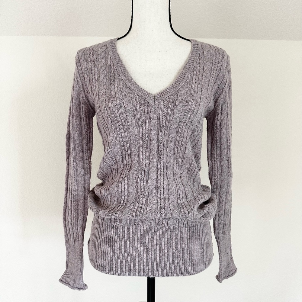 Cabi Alpaca Blend Sweater Dusty Rose Mauve Long Sleeved Cable Knit Size Small